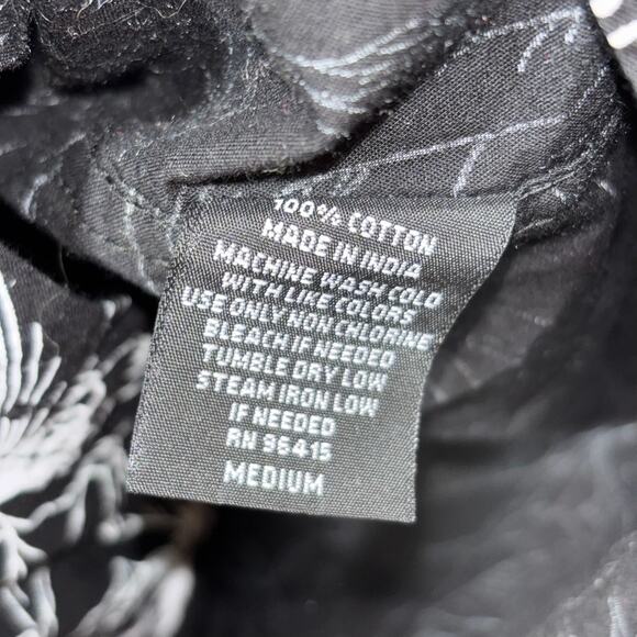 Creative Destruction Mens Busy Floral Print Shirt Medium Black White Skater Y2K - Picture 4 of 6